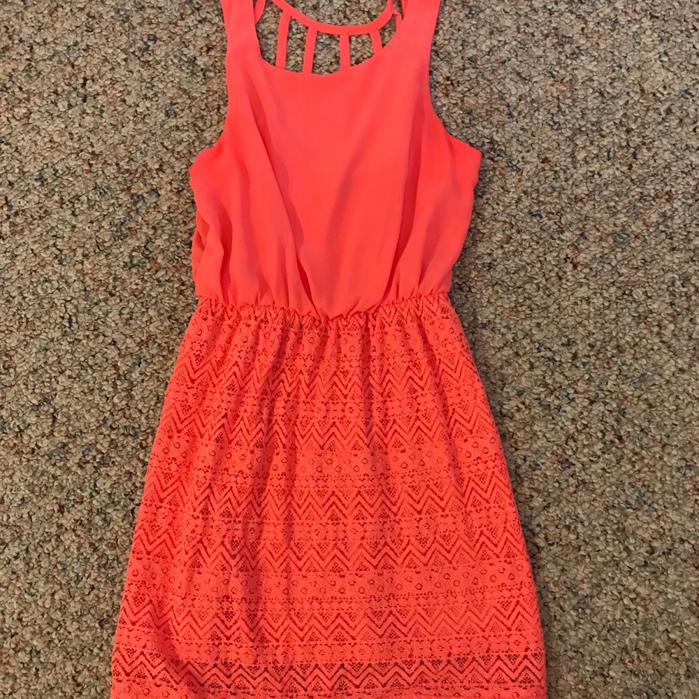 Coral lace dress